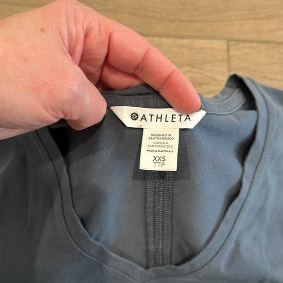 ATHLETA‎ Blue Gray Essential V Neck Cotton Casual Long Sleeve Shirt Top Size XXS - Picture 7 of 12